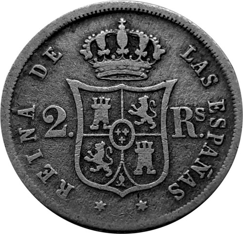 España 2 Reales De Plata .900  Del Año 1860 - Isabel Ii