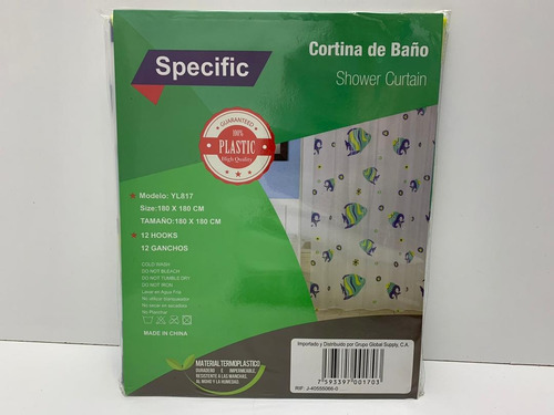 Imagen 4 de 4 de Cortina Baño Gancho Plastico Specific Sy. 6529 Xavi