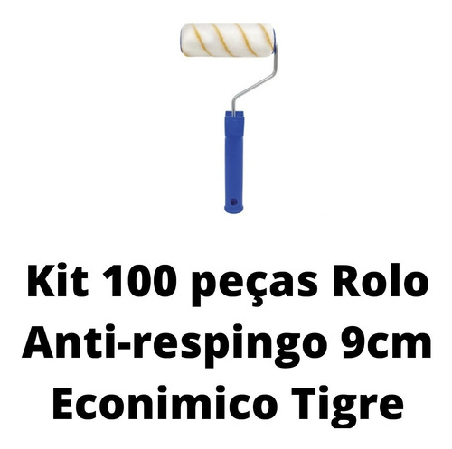 Imagem 1 de 2 de Kit 100 Rolos Lã Anti-respingo 9cm C/suporte Econômico