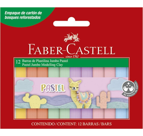 12 Barras De Plastilina Jumbo Pastel Faber Castell