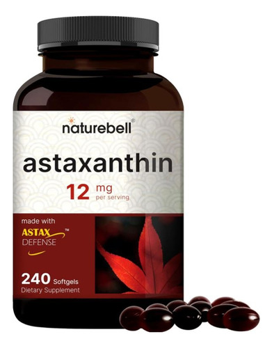 Astaxantina 12mg Naturebell 120 Softgels Vitaminas Para Ojos Sabor Neutro