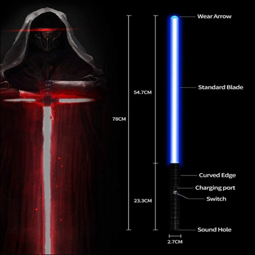 Sable De Luz Recargable Cosplay Rgb Decoración Navideña Color Negro