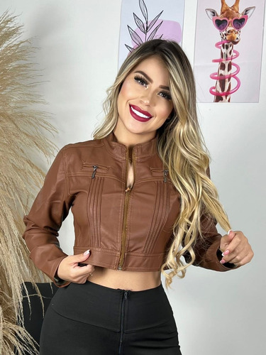 Chaqueta Cuerina Tipo Torera Moda Dama