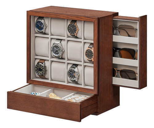 Watch Box Songmics, Display De Relógio De Madeira De 12 Slot