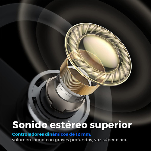 Imagen 5 de 10 de Auriculares Inalámbricos Deportivos S5 Soundpeats Negro - Bluetooth 5.0, Aletas de sujeción, Control táctil, 20 horas de carga en estuche, Impermeabilidad IPX7