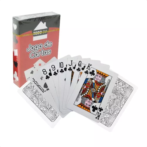 Baralho 2 Jogos de 54 Cartas Tradicional, Poker, Canastra, Buraco, Jogo de  Cartas 100% Plástico Estojo de Metal