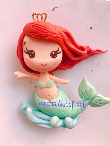 Cake Topper Sirena Sirenita Ariel Familia Pasta Francesa