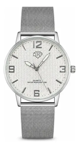 Relógio De Pulso Feminino Masculino Minimalista Old Money Prata Cx Branca