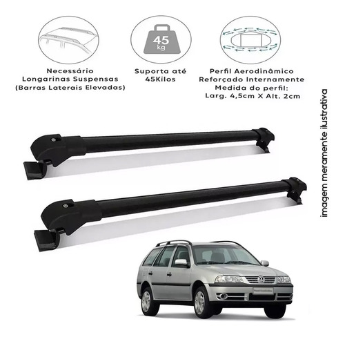 Rack De Teto Travessa Slim Vw Parati 1996 A 2013 Preto 45kg