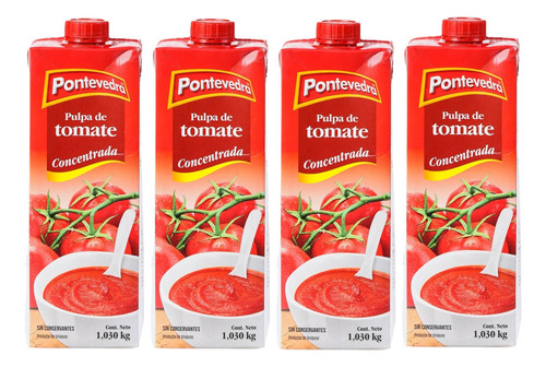 Pulpa De Tomate Concentrada Pontevedra 1030 Grs X4 Un