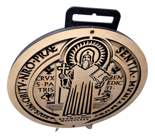 Cuadro San Benito Medalla Iconograma 30cm Crudo