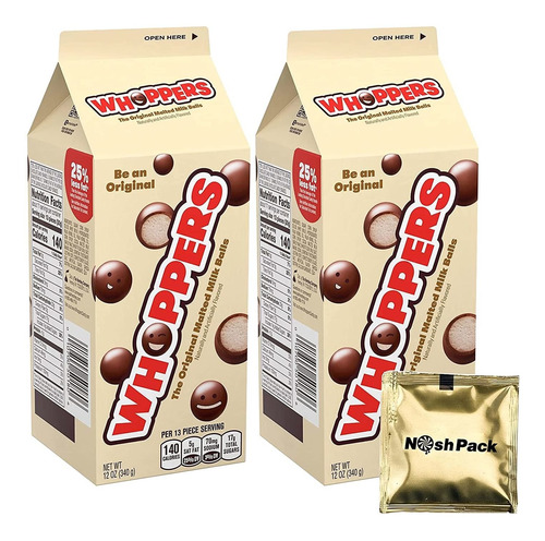 Nosh Pack Whoppers Bolas De Caramelo De Chocolate Con Leche