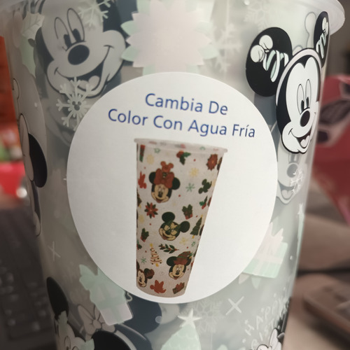 Vaso Plástico Disney Mickey Mouse Navidad Cambia Color 710ml