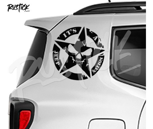 Calco Estrella Calavera Jeep Nation Ploteo Tatoo 30cm