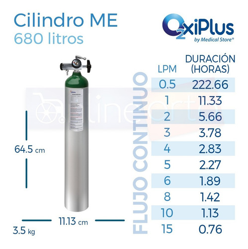 Imagen 9 de 10 de Kit Completo Tanque Oxigeno 682ltportatil Mas Cilindro Vacio