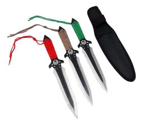 Cuchillo De Lanzar Kunai Por 3 Unidades Con Funda