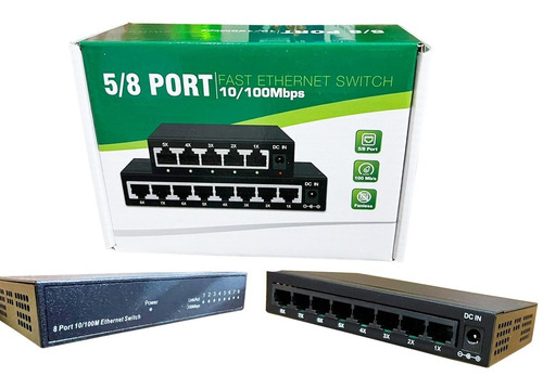 Mini Switch 8 Puertos Fast Ethernet Rj45 8 10/100mbps