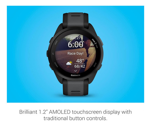 Garmin Forerunner 165 Musica Gps Running Smartwatch Amoled Negro Correa Deportiva Negro Negro