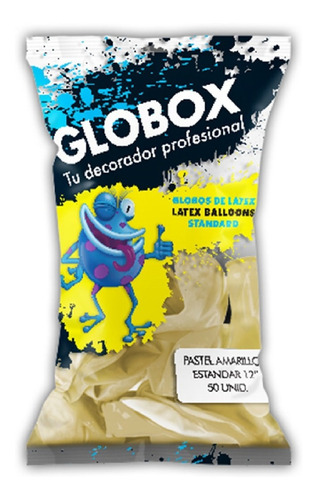 Globo látex Globox Pastel redondo amarillo 12" - 50 unidades