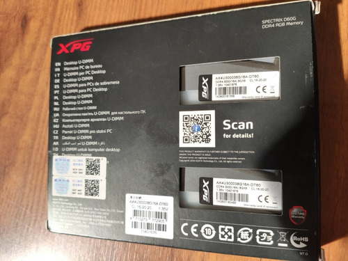 Imagem 2 de 2 de 16gb 2x8gb Xpg Spectrix D60g 3000mhz Samsung B-die Bcrc