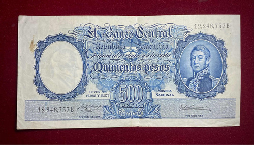 Billete 500 Pesos M$n San Martín Joven 1957 Bottero 2102