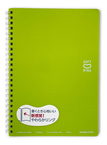 Kokuyo Cuaderno Anillo Suave Forma D Rayado 0.236 In Linea