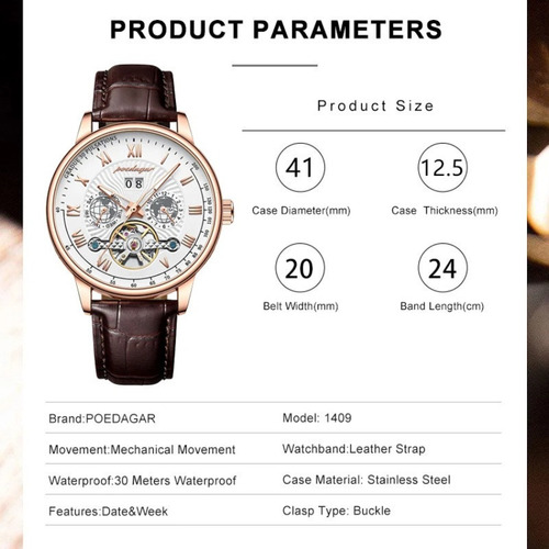 Relojes Mecánicos Poedagar Calendar Tourbillon