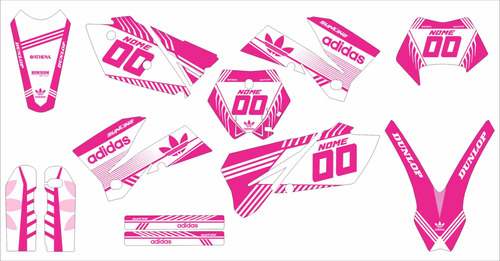 Adesivo Moto Cross Trilha Ktm Exc F 04-07 adidas Rosa Lm115