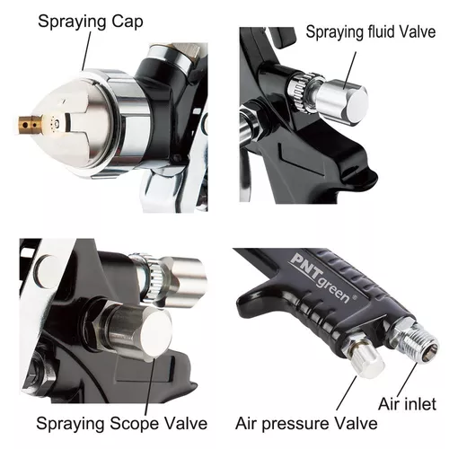 PNTGREEN Professional HVLP Gravity Feed Air Spray Gun - 1.4mm -1.8mm Nozzle,20 oz (Free Spray Gun Keychain)
