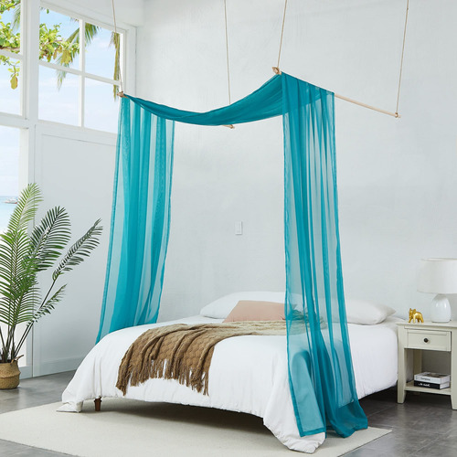 Warm Home Designs Cortinas De Toldo De Cama Verde Azulado En