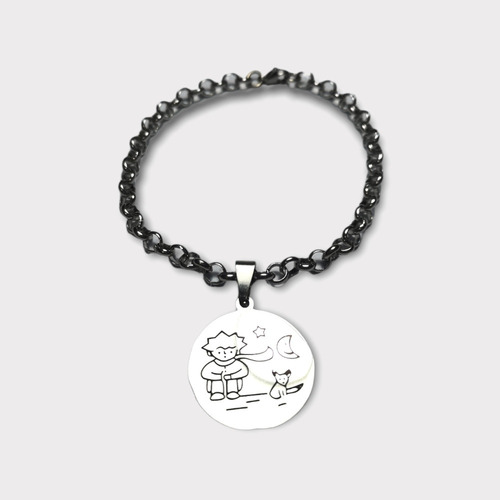 Pulsera Rolo + Dije Principito Sentado - Acero Quirurgico