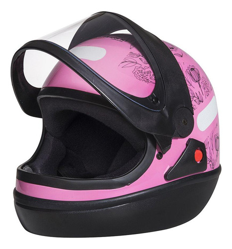 Capacete Taurus San Marino Floral Rosa / Preto Tamanho 56