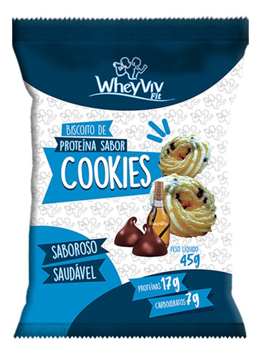 Biscoito Fit Cookies Com Whey Protein - 45g - Wheyviv