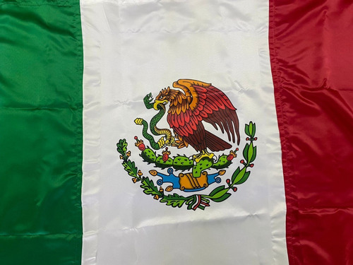 Bandera Mexico Regl. 1 Tela Satinada De 90x1.58 Sublimada