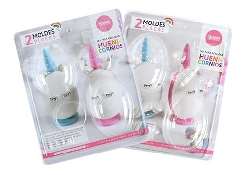 Set 2 Moldes Placas Huevo Unicornio Doble Chico Parpen - Cc