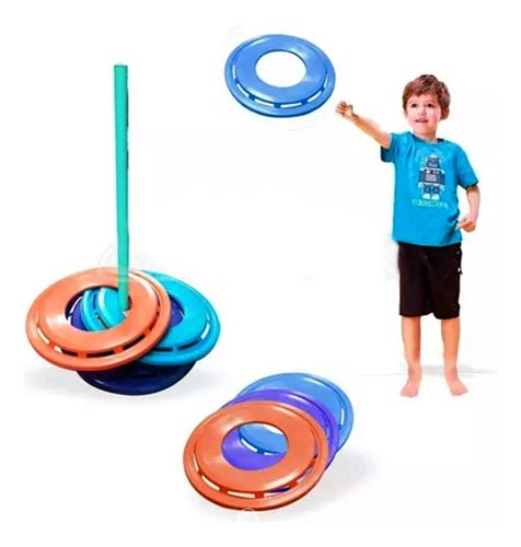 Juego Embocar Lanzar Frisbee Aros Palo Habilidad Niños P