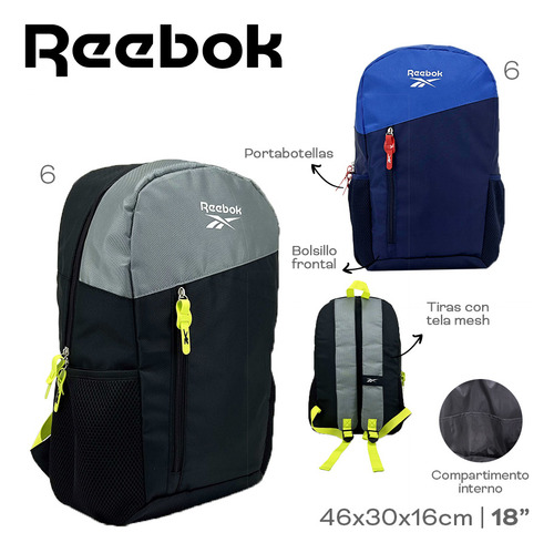 Mochila Reebok Urbana Hombre Mujer 60079 Color Negro Diseño De La Tela Liso