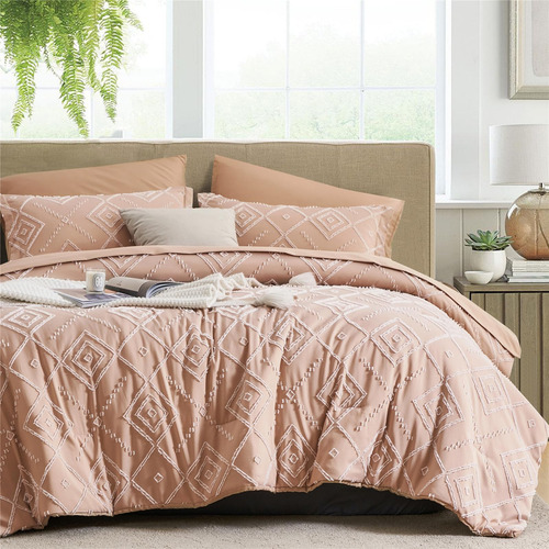 Kakki Blush Tufted King Size Juego De Edredón De 7 Piezas De