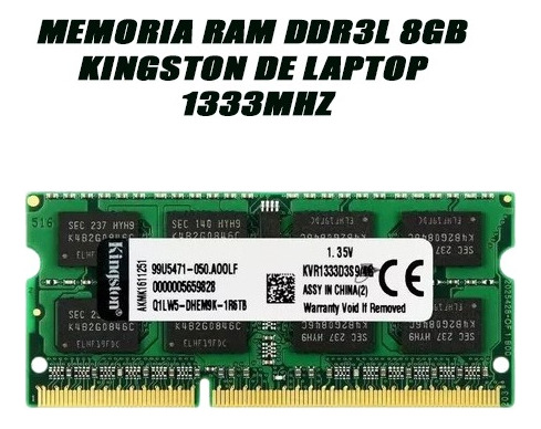 Memoria Ram Ddr3l 8gb Kingston De Laptop 1333mhz