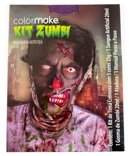 Kit Cenográfico Maquiagem Halloween Monstro Zumbi Com Gosma
