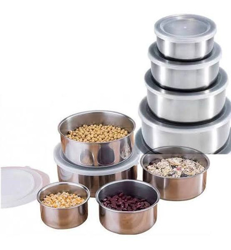 Set De 5 Bowls De Acero Inoxidable Con Tapa Protect Fresh 