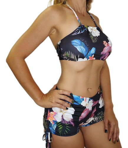 Biquíni Com Top - Shortinho Sunkini E Top Cropped