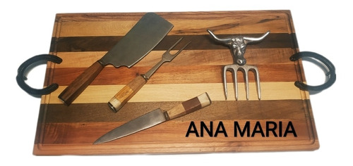 Bandeja Picadas Tabla Asado Madera Dura 60x35 Gourmet Laser