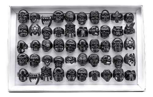 5 Anillos De Calavera Punk Vintage Color Negro Al Azar Model