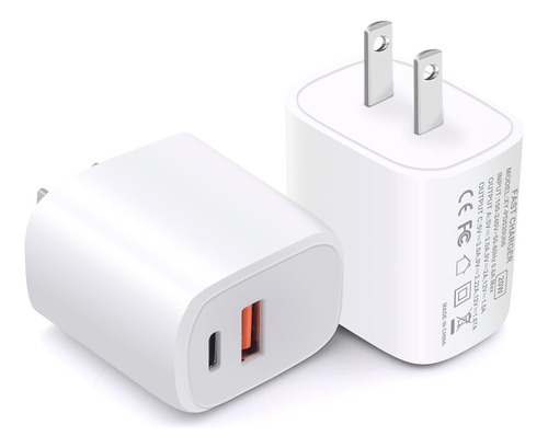 Paquete De 2 Cargadores Rapidos 20w Usb C Con Doble Puerto