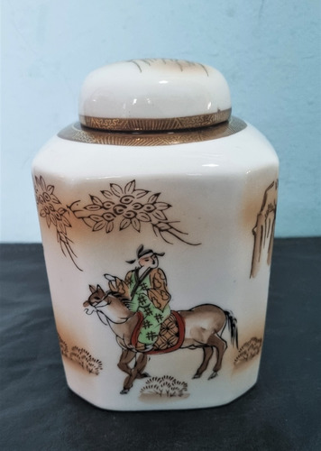 Tea Caddy Antiguo Caja Para Té Porcelana Japón Caballo. M