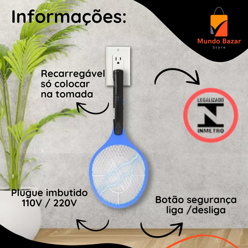 Raquetes Elétricas Mata Insetos Mosca Mosquitos Dengue