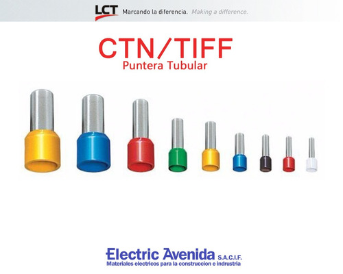 Terminales Puntera 10mm Tiff Ctn Pack X 100 Unidades Lct