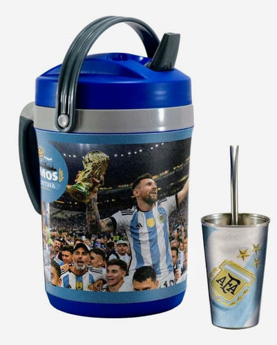 Set Terere Termo Vaso Bombilla, Selección Argentina Campeon