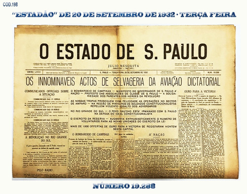 Jornal O Estado De São Paulo De 1932 Raro - Cód. 198